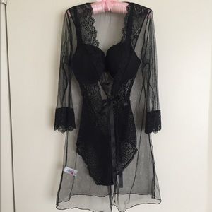 SEXY BLACK LACE LINGERIE BODYSUIT